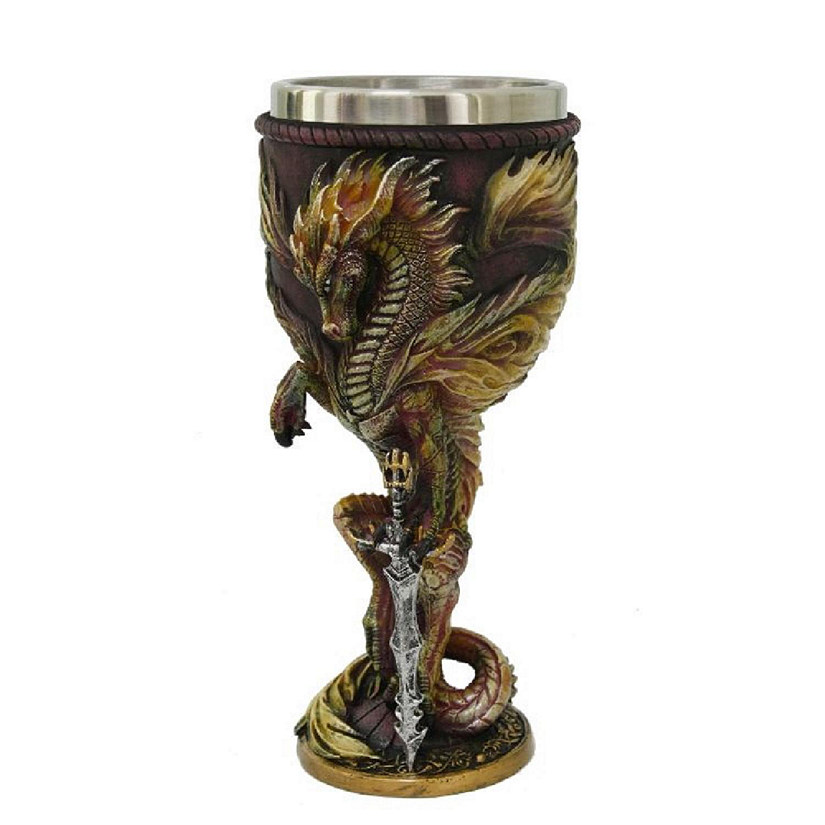 Flame Blade Dragon Goblet Chalice Wine Cup New Image