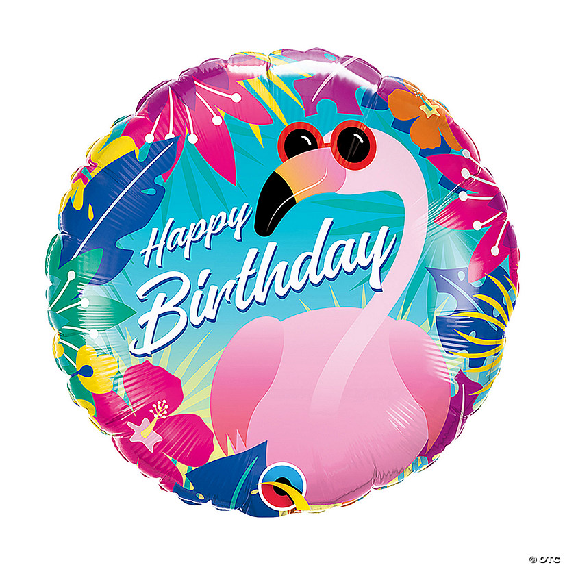 Flamingo Tropical Birthday 18" Mylar Balloon Image