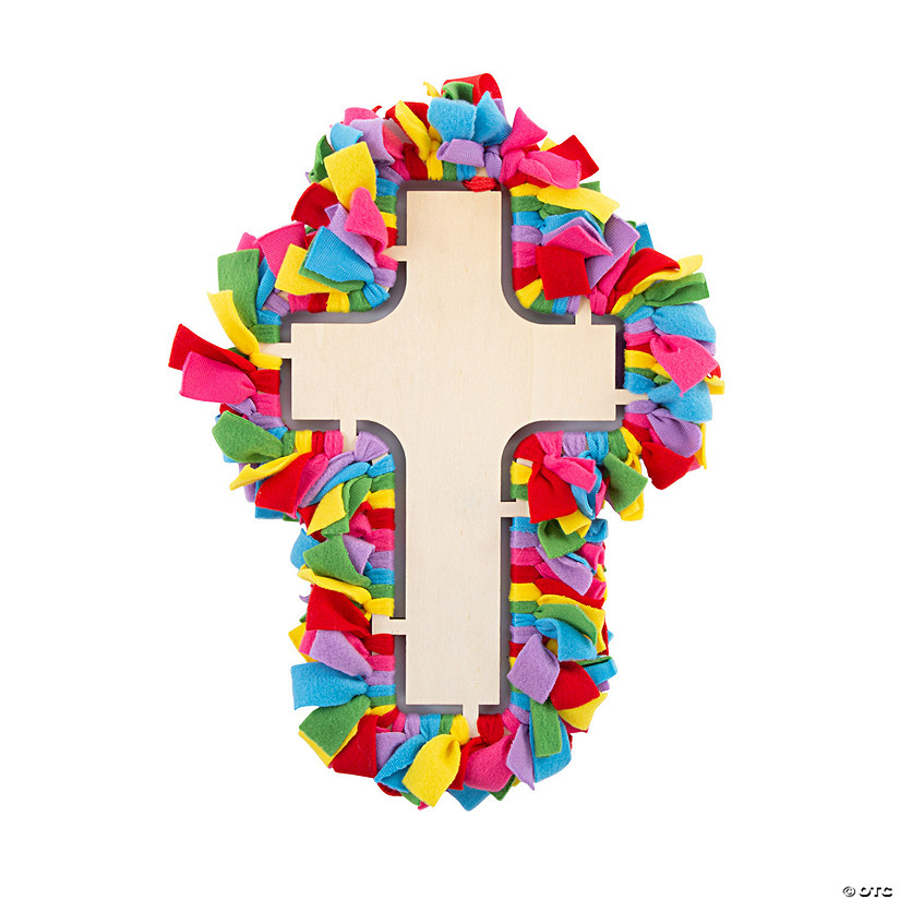 Fleece Tied Cross Wreath Craft Kit - Makes 3 Image