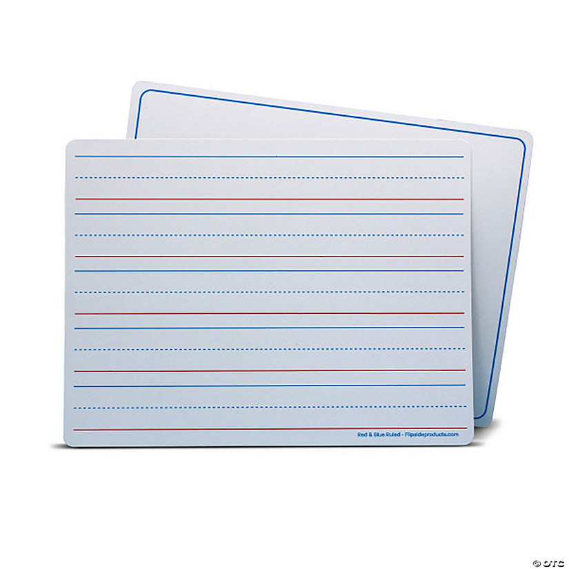 Flipside Dry Erase Learning Mat, Two-Sided Red & Blue Ruled/Plain, 9" x 12", Pack of 48 Image