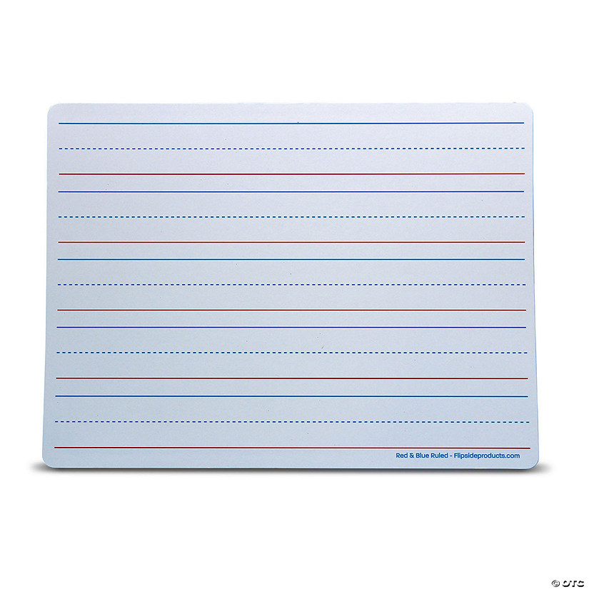 Flipside Products Magnetic Dry Erase Learning Mat, Two-Sided Red & Blue Ruled/Plain, 9" x 12", Pack of 12 Image