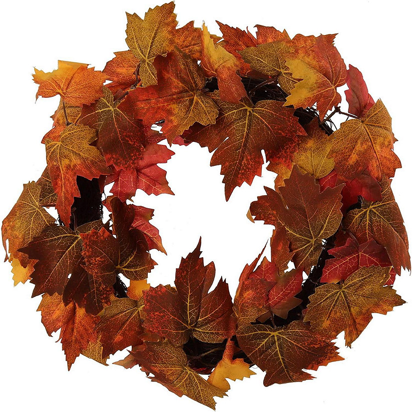 Floral Home Autumn Colors 16" Maple Leaf Wreath with Grapevine Ring 1PC Image