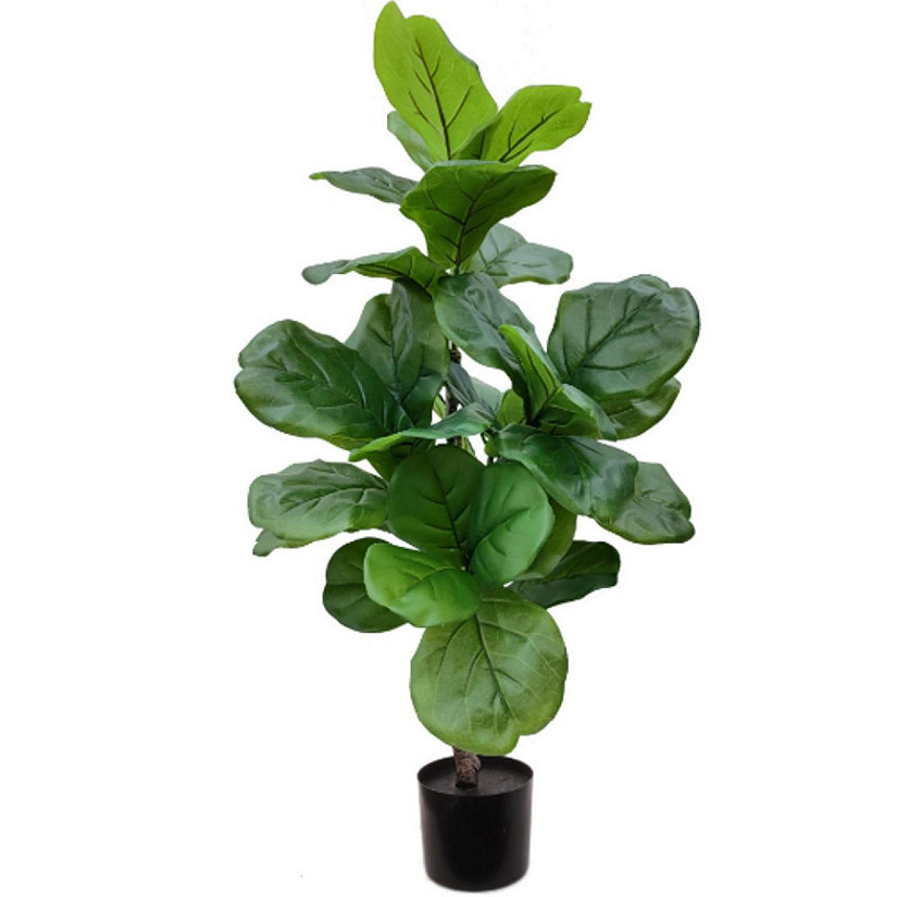 Floral Home Green 21" Silk Fiddle Leaf Ficus Tree 1pc Image