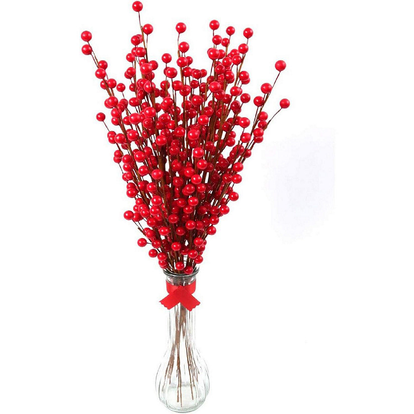 Floral Home Red 19" Holly Berry Stem Picks 12pcs Image