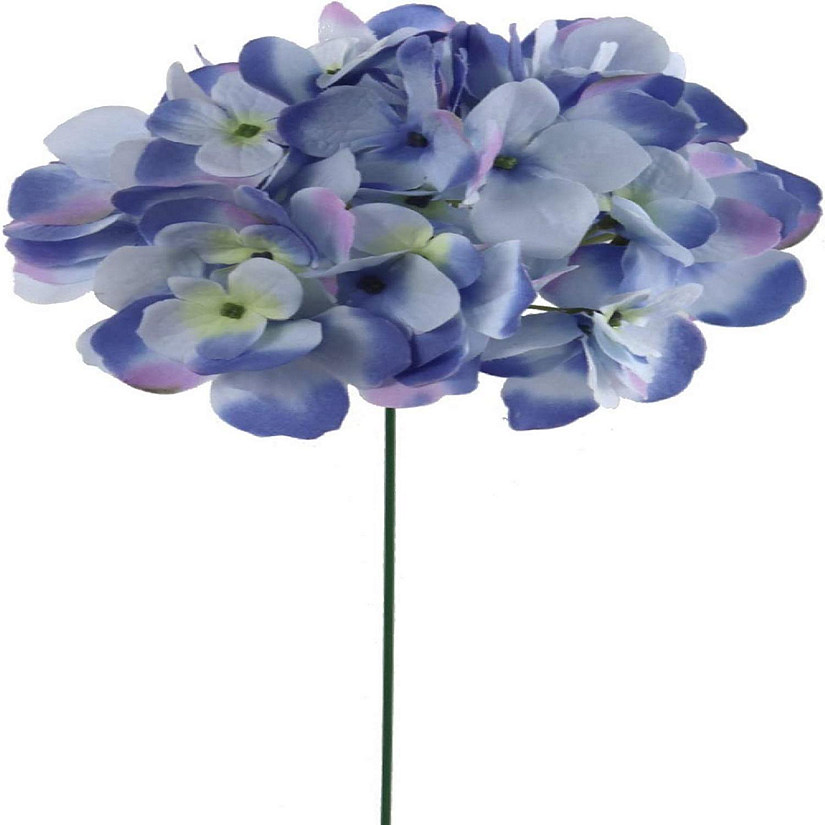 Floral Home Set of 10 Blue Hydrangea Heads, 7" Diameter, Silk, Detachable Stems Image