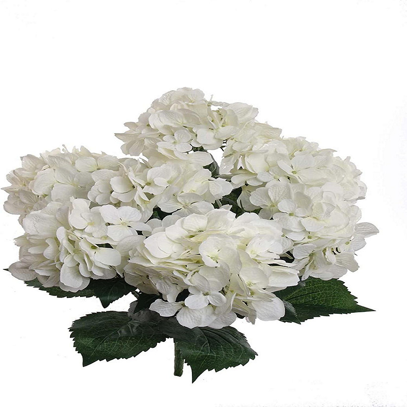 Floral Home White 20" Artificial Hydrangeas Bush 2pcs Image