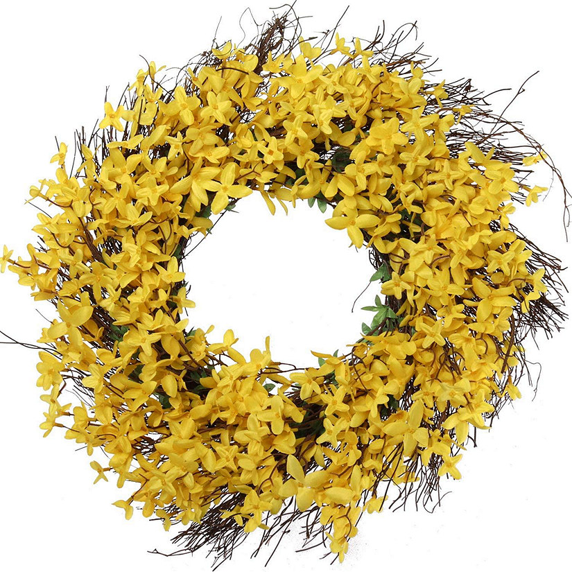 Floral Home Yellow Forsythia Wreath 1pc Image