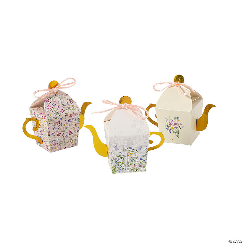 Floral Tea Kettle Treat Boxes - 12 Pc. Image