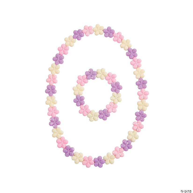 Flower Beaded Necklace & Bracelet Sets - 12 Sets Image