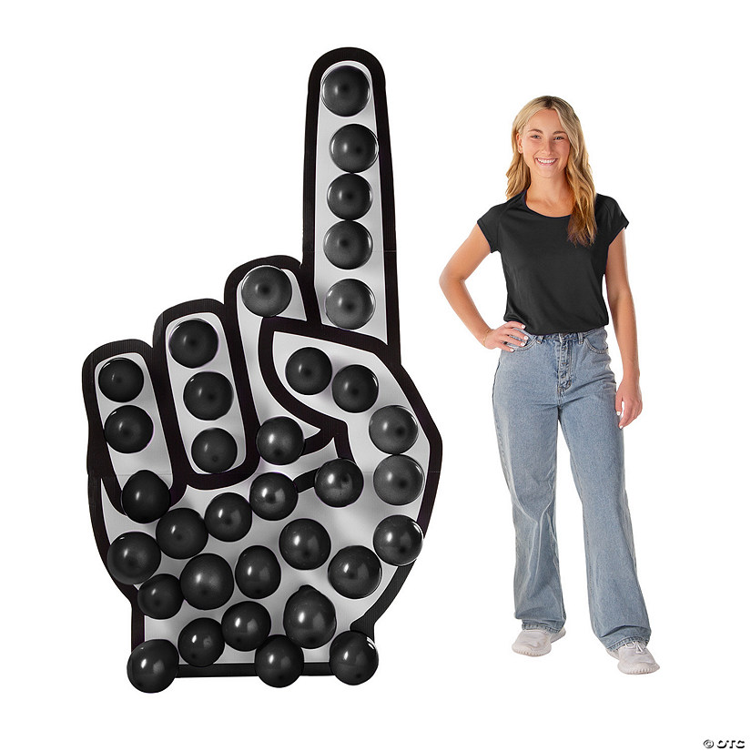 Foam Hand Cardboard Cutout Stand-Up with Black Balloons Kit - 73 Pc. Image