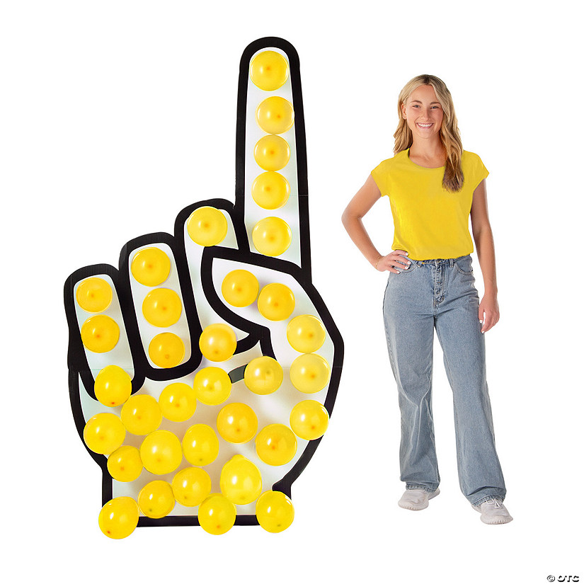Foam Hand Cardboard Cutout Stand-Up with Yellow Balloons Kit - 73 Pc. Image
