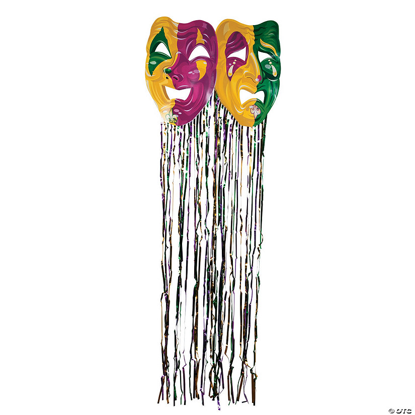 Foil Mardi Gras Mask with Fringe Curtain Image
