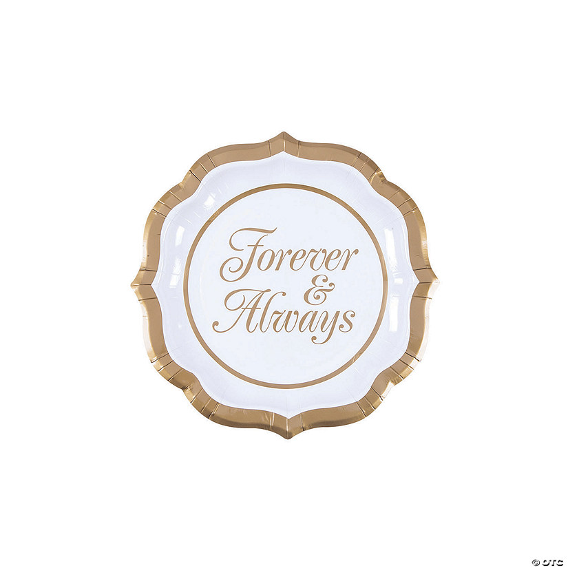 Forever & Always Scalloped Paper Dessert Plates - 8 Ct. Image