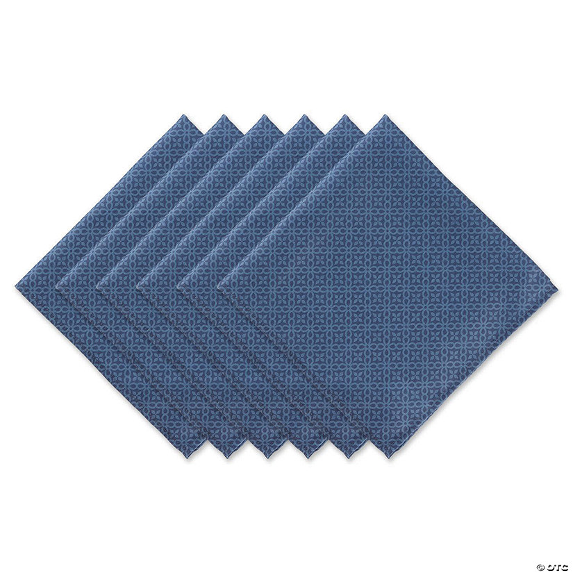 French Blue Tonal Lattice Print Outdoor Napkin (Set Of 6) Image