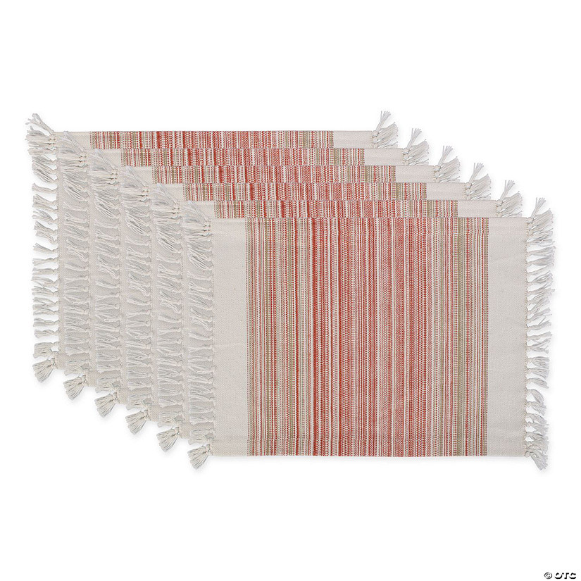 Fringed Stripe Tabletoppers, 13X20", Pimento, 6 Pieces Image