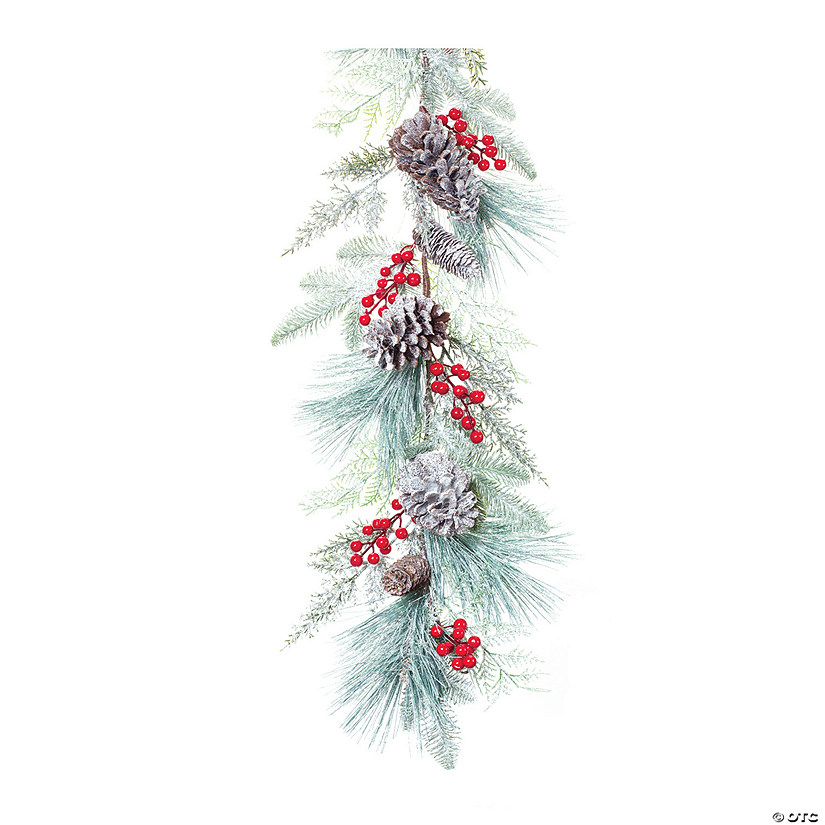 Frosted Pine Cone Berry Garland 6'L Plastic Image
