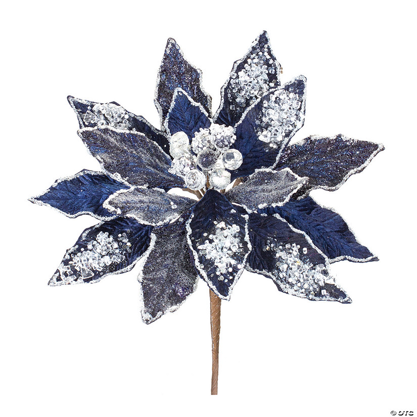 Frosted Poinsettia Stem (Set Of 6) 27"H Polyester Image
