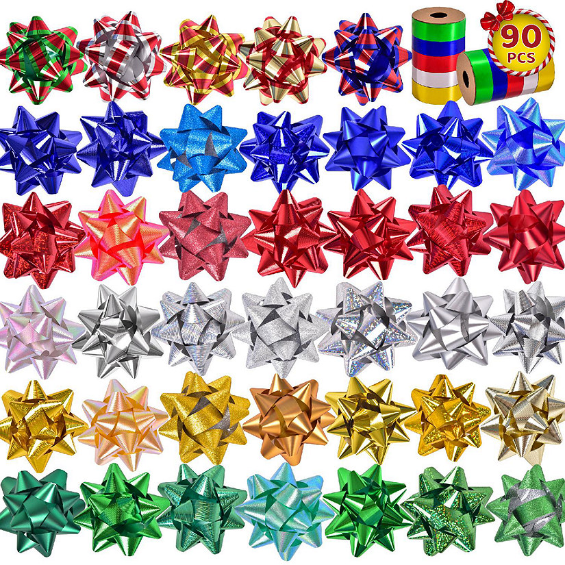 Fun Little Toys - 90PCS Christmas Assorted Gift Wrap Pull Bows Image