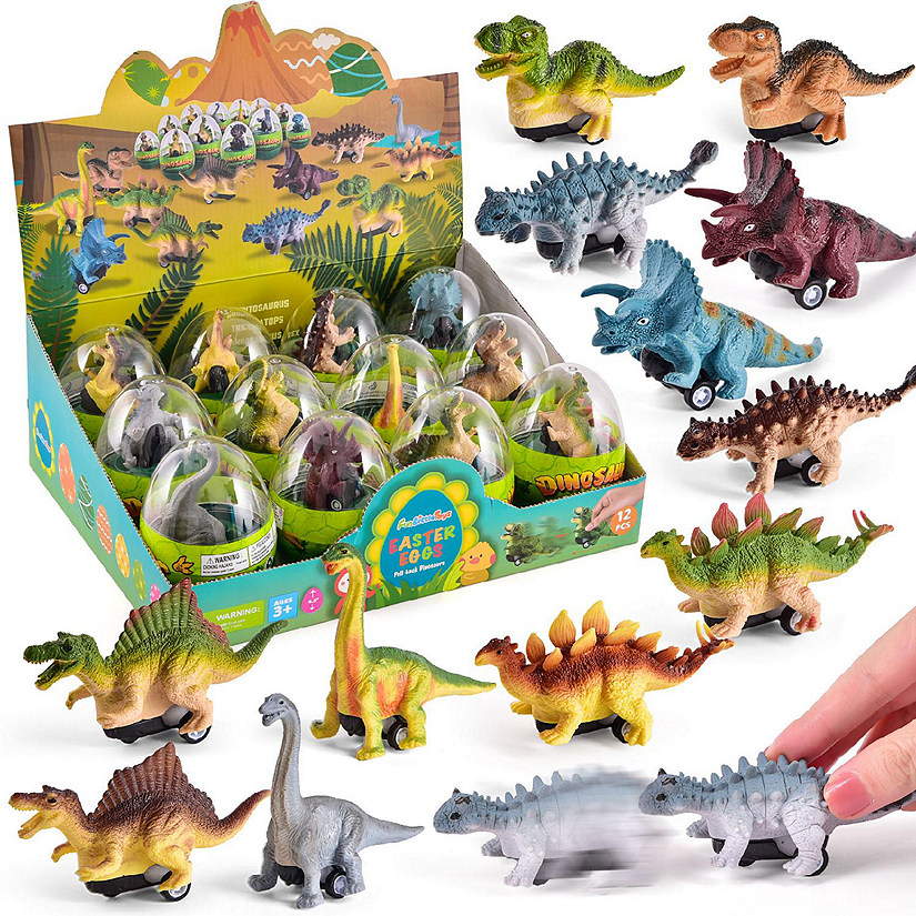 Fun Little Toys Easter Egg Prefilled with Dinosaur Pull-Back Cars 12 pcs Image