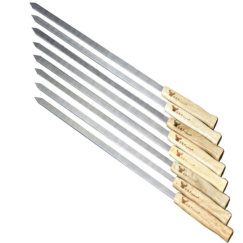 G & F Products 17-Inch Long Stainless Steel Brazilian-Style BBQ Skewers, 8 Pieces Image