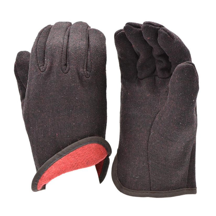 G & F Products Brown Jersey Work Gloves w/ Fleece Lining, 12 pairs Image