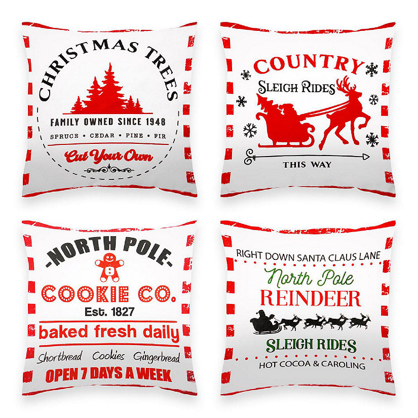G128 18 x 18 In Christmas Farmhouse Cookie Waterproof Pillow Covers, Set of 4 Image