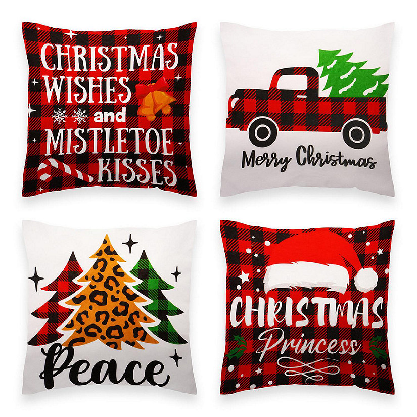 G128 18 x 18 In Christmas Pine Spruce Waterproof Pillow Covers, Set of 4 Image