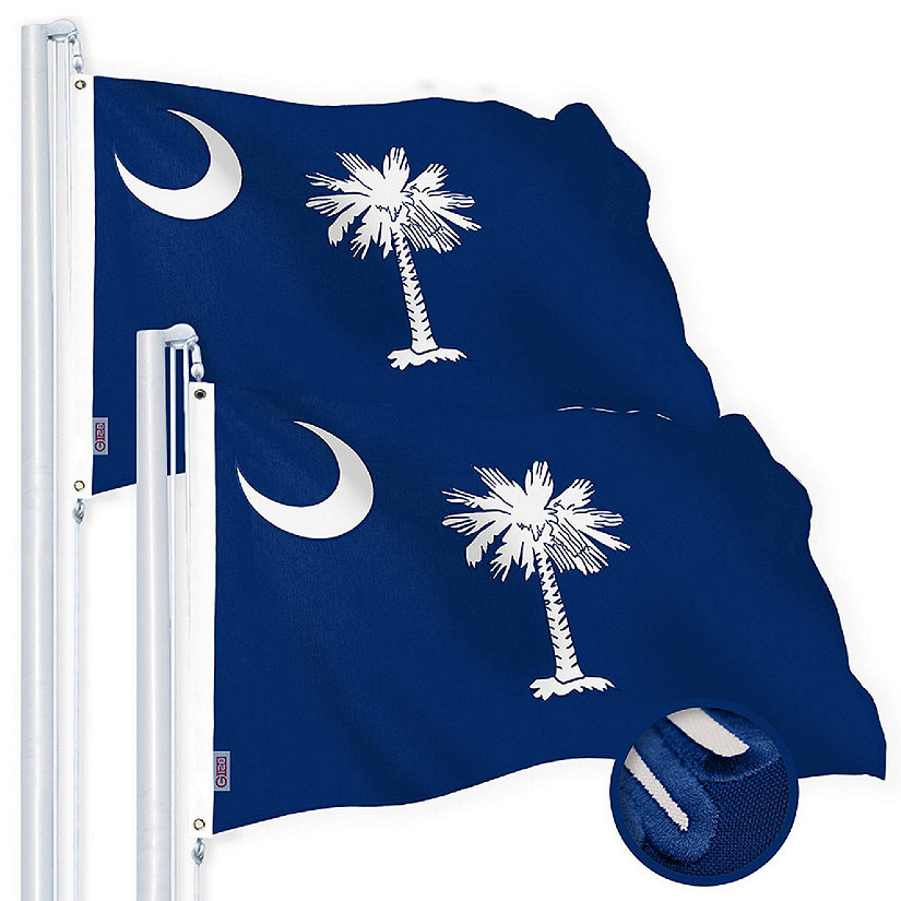 G128 1x1.5ft 2PK South Carolina Embroidered 220GSM Spun Polyester Flag Image