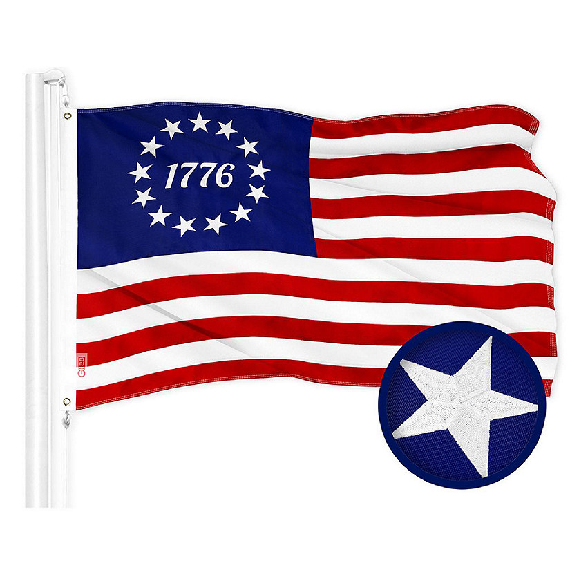 G128 2.5x4ft 1PK Betsy Ross 1776 Circle Embroidered 210D Polyester Flag Image