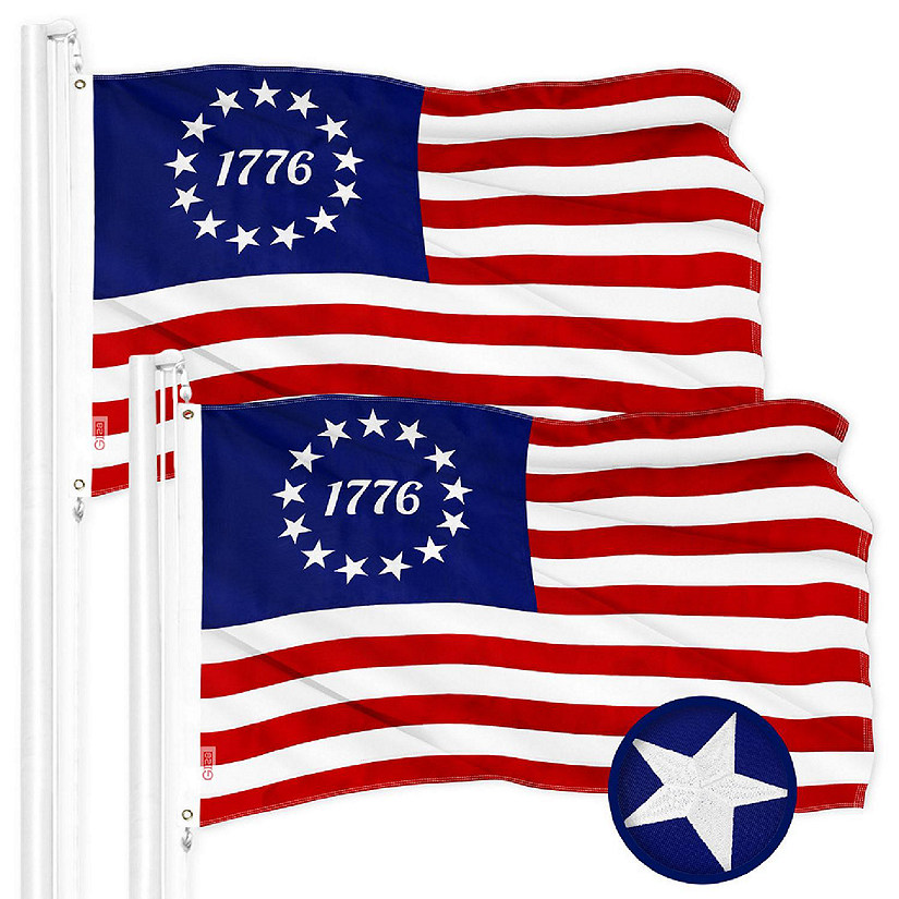 G128 2x3ft 2PK Betsy Ross 1776 Circle Embroidered 210D Polyester Flag Image