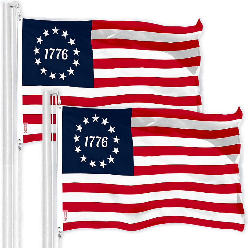 G128 3x5ft 2PK Betsy Ross 1776 Circle Printed 150D Polyester Brass Grommets Flag Image