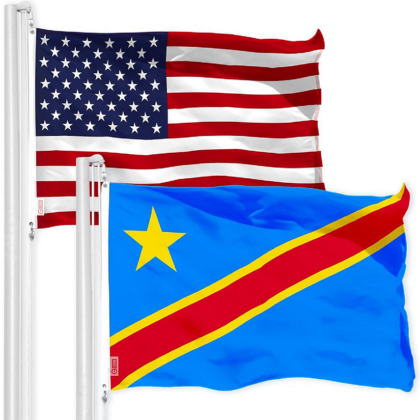 G128 3x5ft Combo USA & Democratic Republic of the Congo Printed 150D Polyester Flag Image