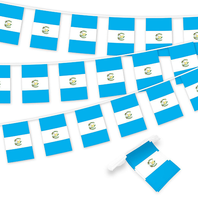 G128 8.2x5.5IN Flag Pieces 33FT Full String, Guatemala Printed 150D Polyester Bunting Banner Flag Image