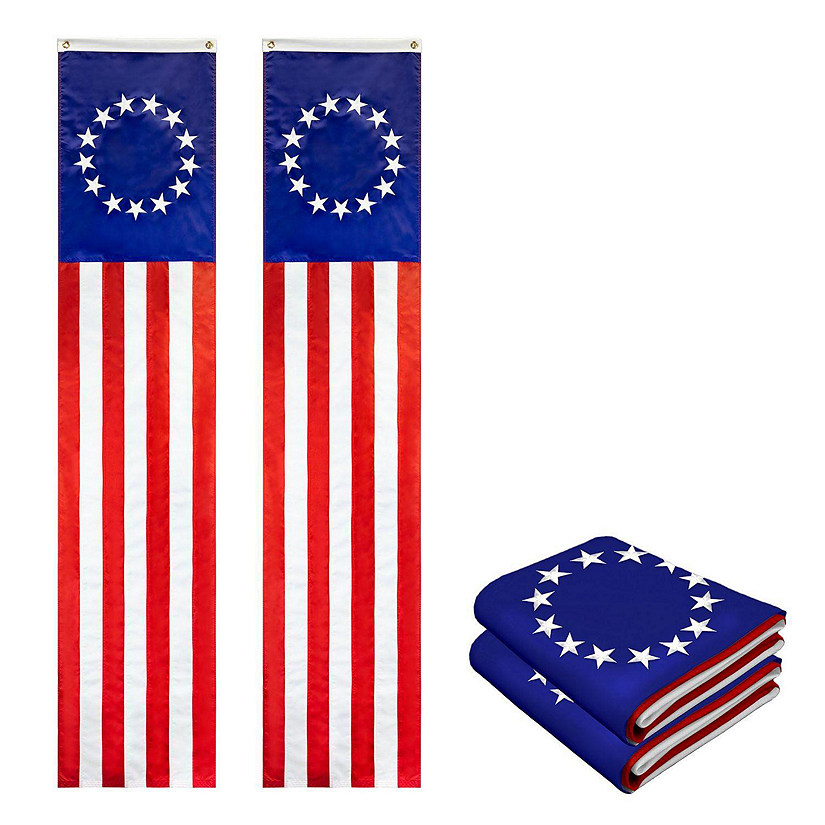 G128 - Betsy Ross Pull Down Flag 1.67x8FT 2 Pack Embroidered Polyester Image