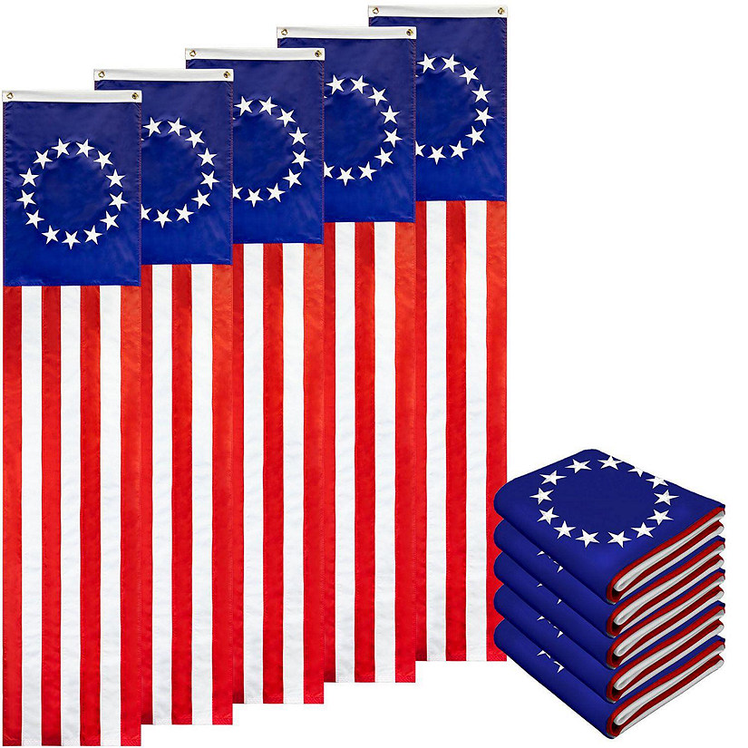 G128 - Betsy Ross Pull Down Flag 1.67x8FT 5 Pack Embroidered Polyester Image