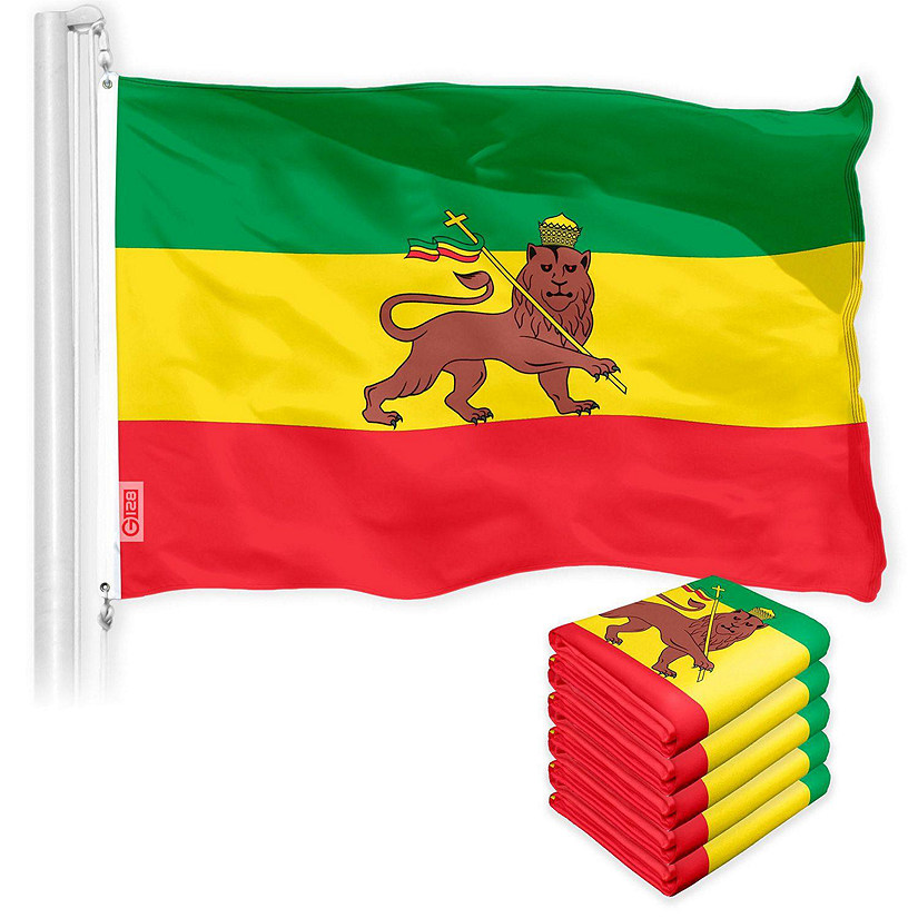G128 - Ethiopia Lion Ethiopian Flag 3x5FT 5 Pack 150D Printed Polyester Image
