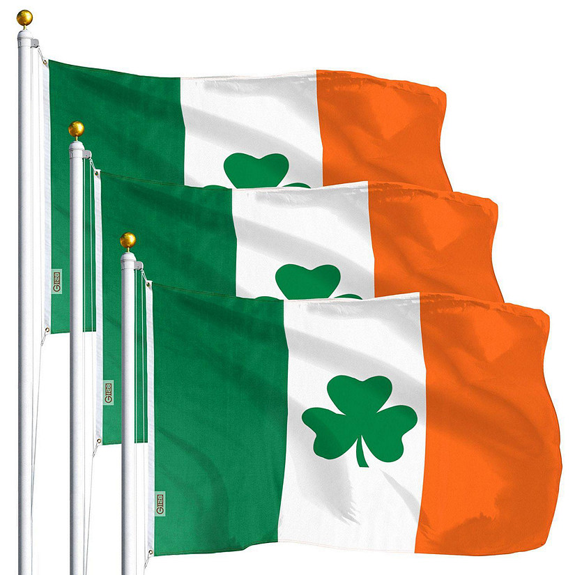 G128 - Ireland SHAMROCK Irish Flag 3x5FT 3 Pack Printed Polyester Image