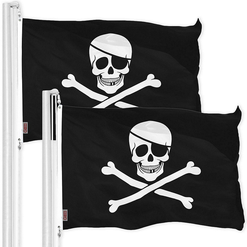 G128 - Jolly Roger Pirate Bones Flag 3x5FT 2 Pack Printed 150D Polyester Image