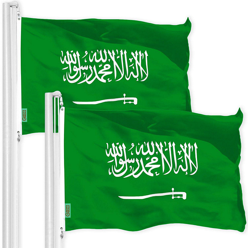 G128 - Saudi Arabia Saudi Arabian Flag 3x5FT 2 Pack 150D Printed Polyester Image