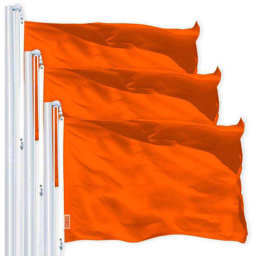 G128 - Solid Orange Color Flag 3x5FT 3 Pack Printed 150D Polyester Image