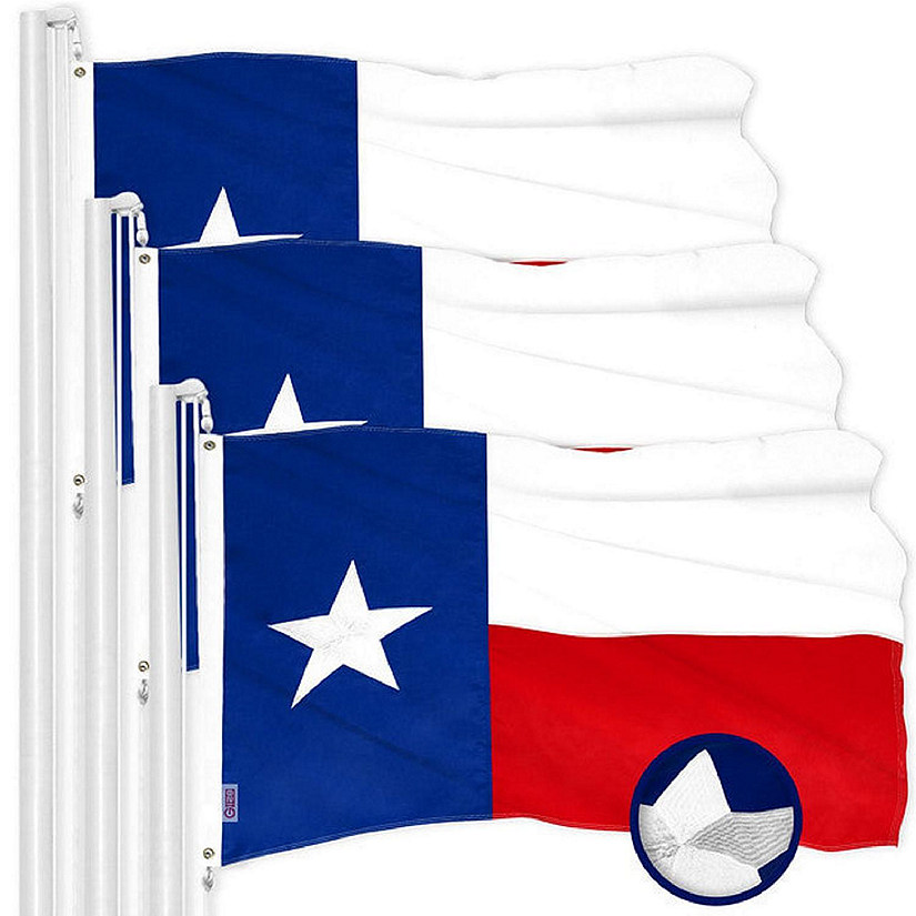 G128 - Texas TX State Flag 3x5FT 3 Pack Embroidered Polyester Image