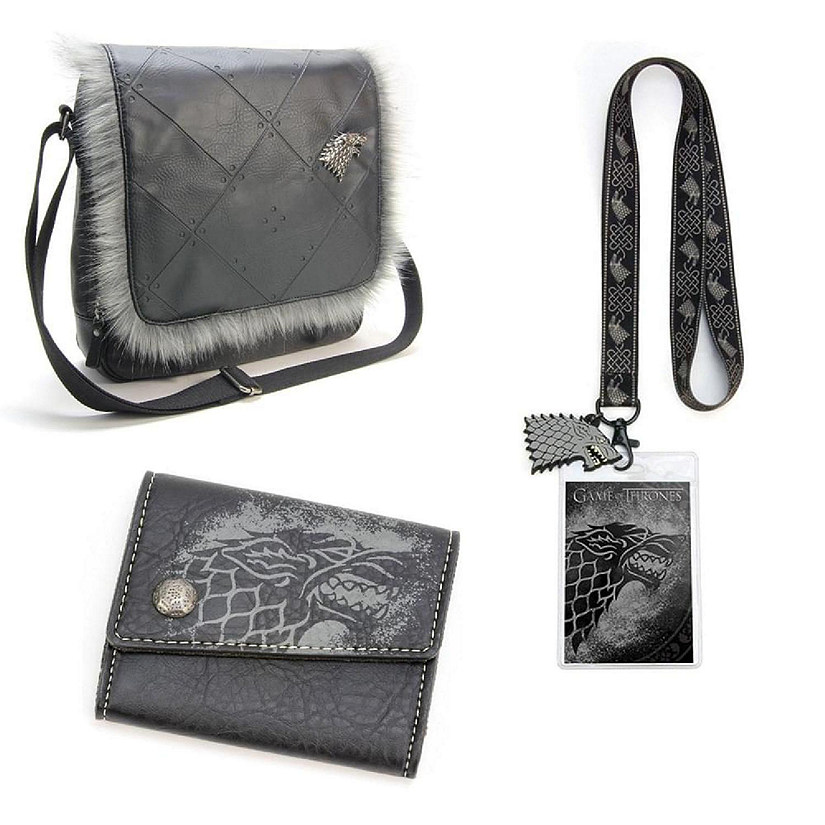 Game of Thrones House Stark Gift Set - Lanyard, Wallet & Messenger Bag Image