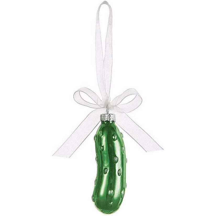 Ganz Glass Christmas Pickle Ornament In a Gift Box, Green Image