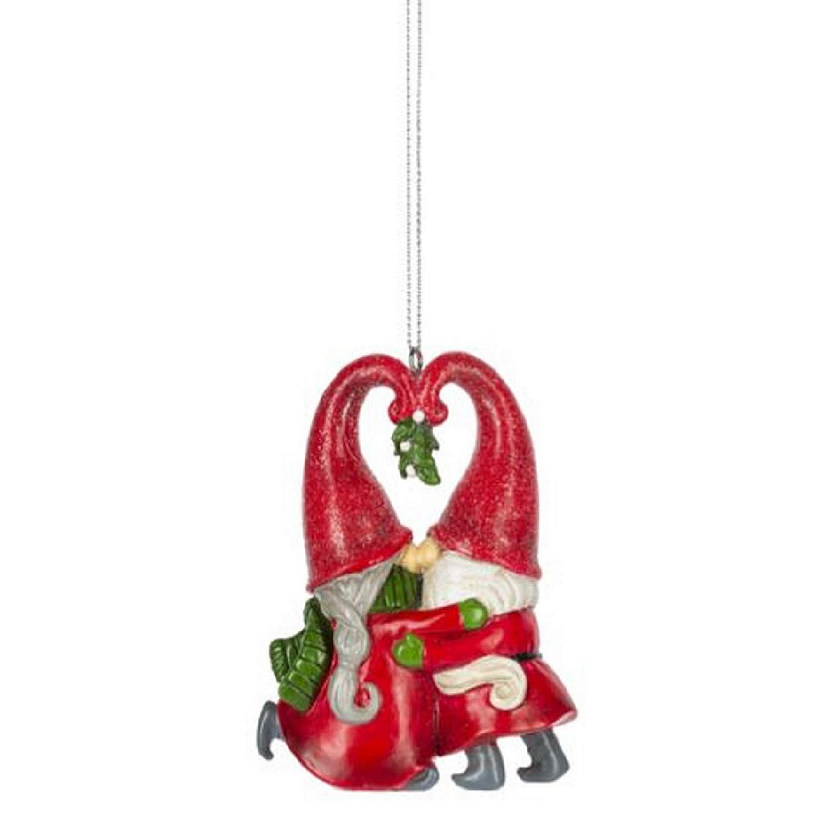 Ganz Gnome Kissing Christmas Tree Ornament 3.5 Inch Multicolor Image
