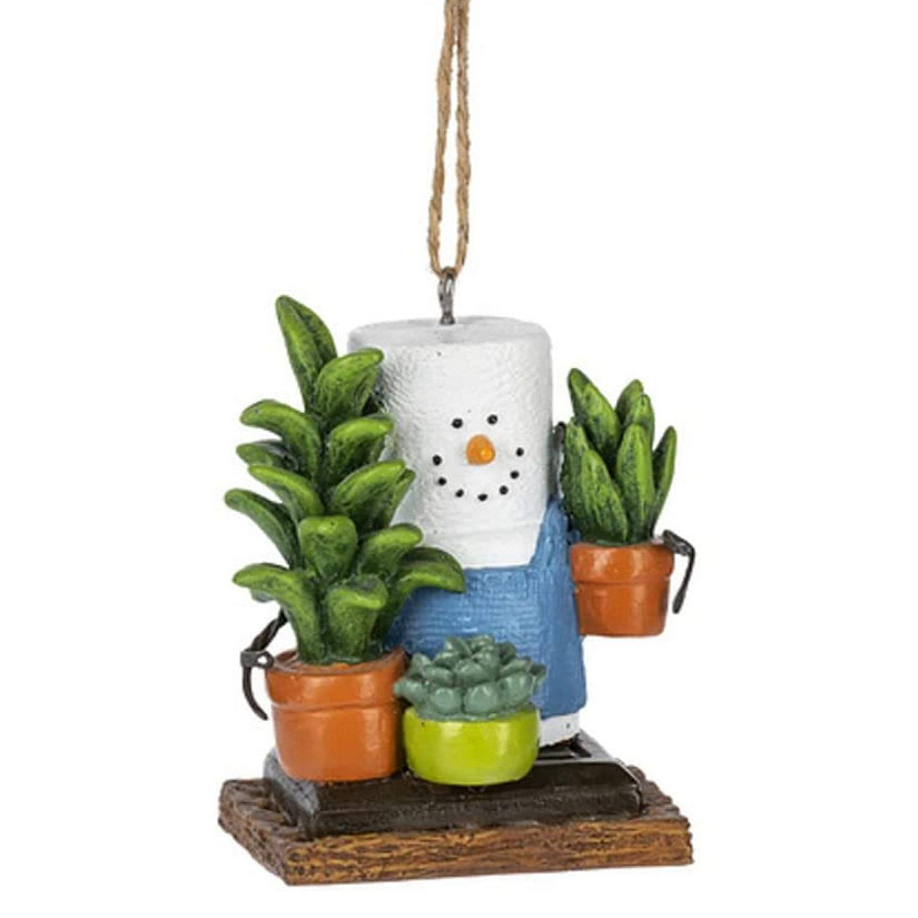 Ganz Smores Crazy Plant Lady Snowman Resin Holiday Christmas Ornament, 2.75 inches Image