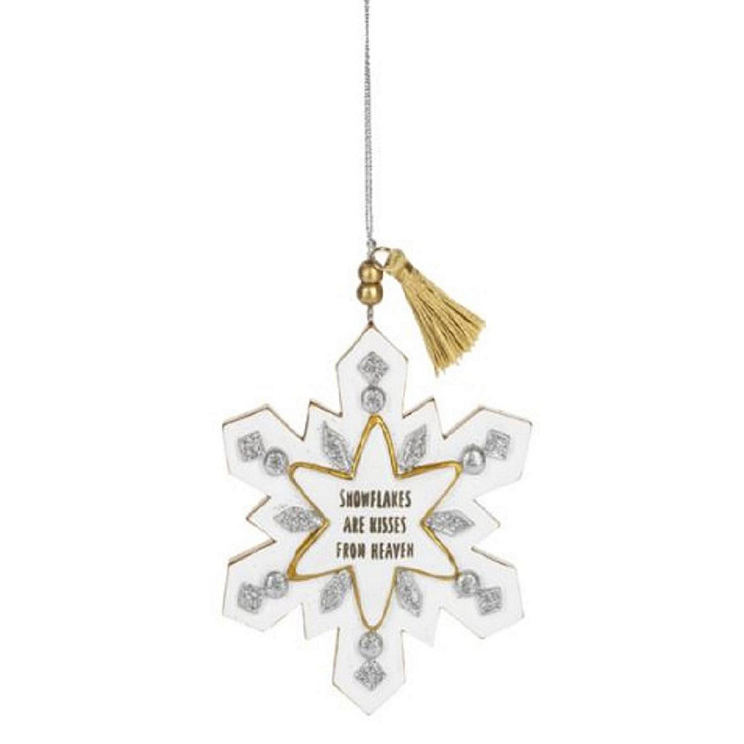 Ganz Snowflakes Are Kisses From Heaven Christmas Tree Ornament 6 Inch White Image