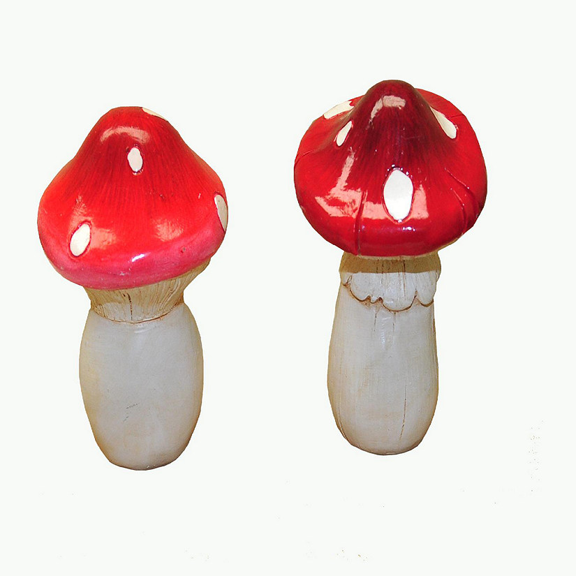 Garden Life Size Mushroom Statue 2 pieces Red Image