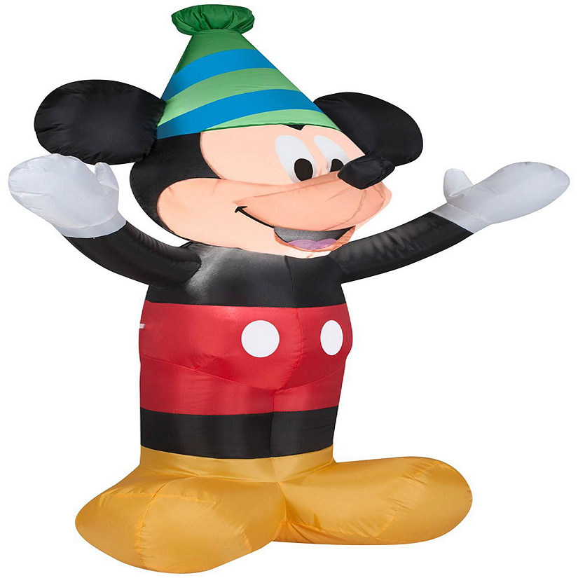 Gemmy Airblown Inflatable Birthday Party Mickey Mouse  4 ft Tall  black Image