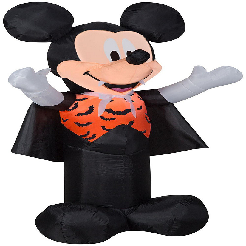 Gemmy Airblown Mickey as Vampire with Orange Bat Vest Disney  3.5 ft Tall  Multicolored Image