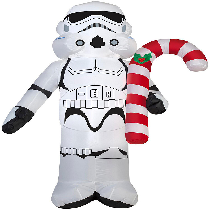 Gemmy Christmas Airblown Inflatable Inflatable Stormtrooper with Candy Cane  3.5 ft Tall  white Image